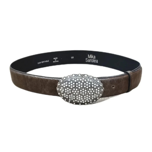 Mika Sarolea Brown Jewel Leather Belt - Picture 1 of 3